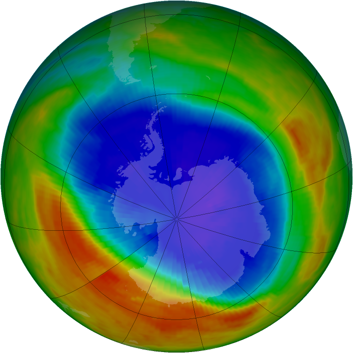 Antarctic ozone map for 18 September 1991